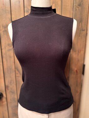 ATM Black Mock Turtleneck Sleeveless Tee Small